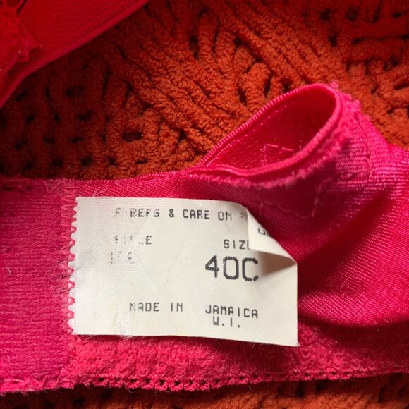VTG Bravissimo Hot Pink Sexy 40 C Lace Bra 7550 Plus Underwire Silky Sheer Push - Picture 6 of 12